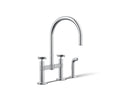 KOHLER K-28673-3-CP Billet Two-Hole Bridge Kitchen Sink Faucet With Side Sprayer - Polished Chrome