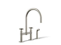 KOHLER K-28673-3-SN Billet Two-Hole Bridge Kitchen Sink Faucet With Side Sprayer - Vibrant Polished Nickel