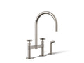 KOHLER K-28673-3-VS Billet Two-Hole Bridge Kitchen Sink Faucet With Side Sprayer - Vibrant Stainless