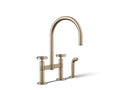 KOHLER K-28673-9-BV Billet Two-Hole Bridge Kitchen Sink Faucet With Side Sprayer - Vibrant Brushed Bronze