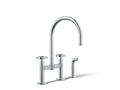 KOHLER K-28673-9-CP Billet Two-Hole Bridge Kitchen Sink Faucet With Side Sprayer - Polished Chrome