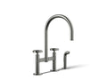 KOHLER K-28673-9-TT Billet Two-Hole Bridge Kitchen Sink Faucet With Side Sprayer - Vibrant Titanium