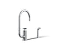KOHLER K-28675-3-CP Billet Single-Handle Bar Sink Faucet With Two-Function Extended-Reach Spout And Side Sprayer - Polished Chrome