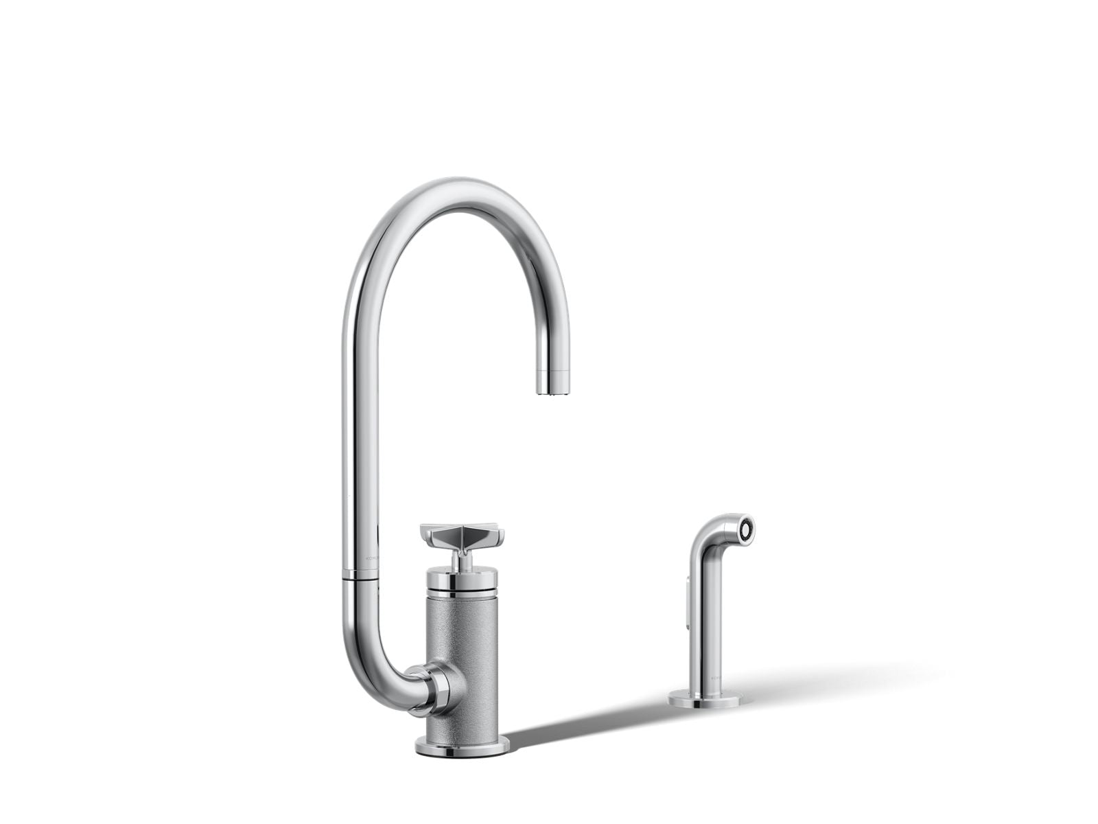 KOHLER K-28675-3-CP Billet Single-handle bar sink faucet with two-function extended-reach spout and side sprayer - Polished Chrome