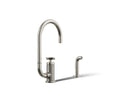 KOHLER K-28675-3-SN Billet Single-Handle Bar Sink Faucet With Two-Function Extended-Reach Spout And Side Sprayer - Vibrant Polished Nickel