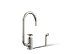 KOHLER K-28675-3-SN Billet Single-Handle Bar Sink Faucet With Two-Function Extended-Reach Spout And Side Sprayer - Vibrant Polished Nickel
