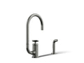 KOHLER K-28675-3-TT Billet Single-Handle Bar Sink Faucet With Two-Function Extended-Reach Spout And Side Sprayer - Vibrant Titanium