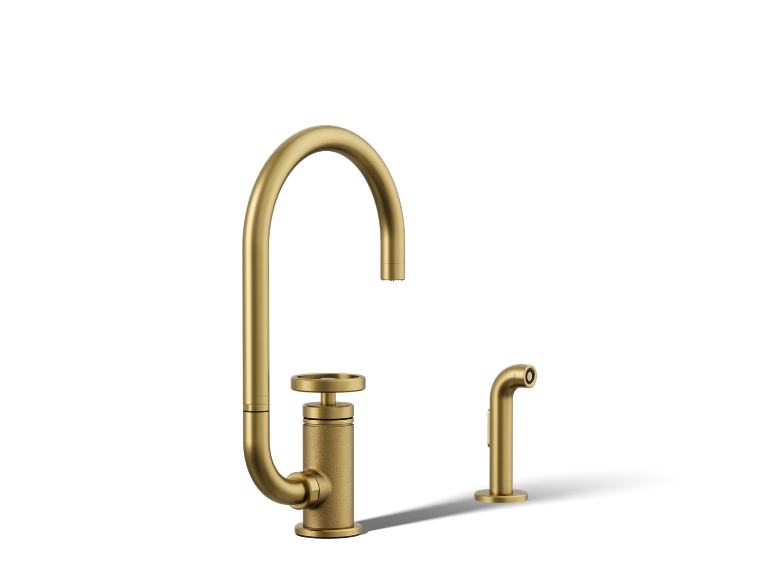 KOHLER K-28675-9-2MB Billet Single-Handle Bar Sink Faucet With Two-Function Extended-Reach Spout And Side Sprayer - Vibrant Brushed Moderne Brass