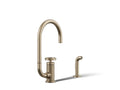 KOHLER K-28675-9-BV Billet Single-Handle Bar Sink Faucet With Two-Function Extended-Reach Spout And Side Sprayer - Vibrant Brushed Bronze