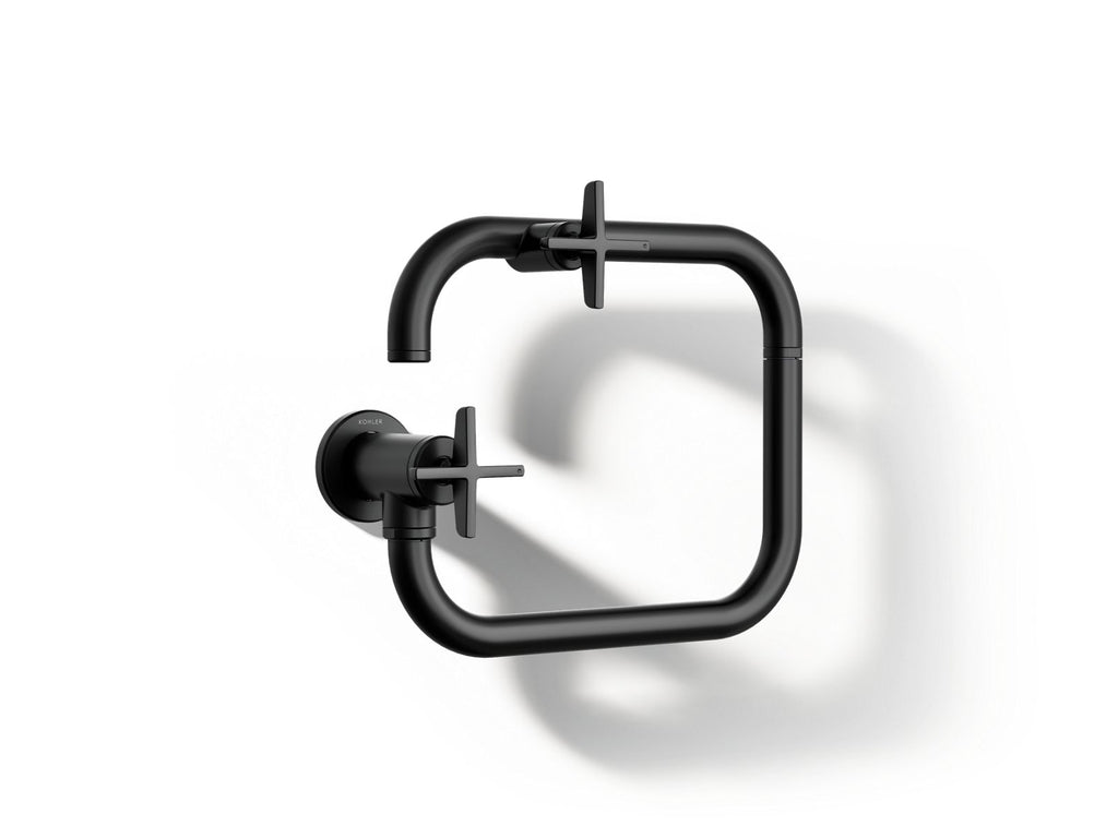 KOHLER K-28678-3-BL Billet Wall-Mount Pot Filler - Matte Black
