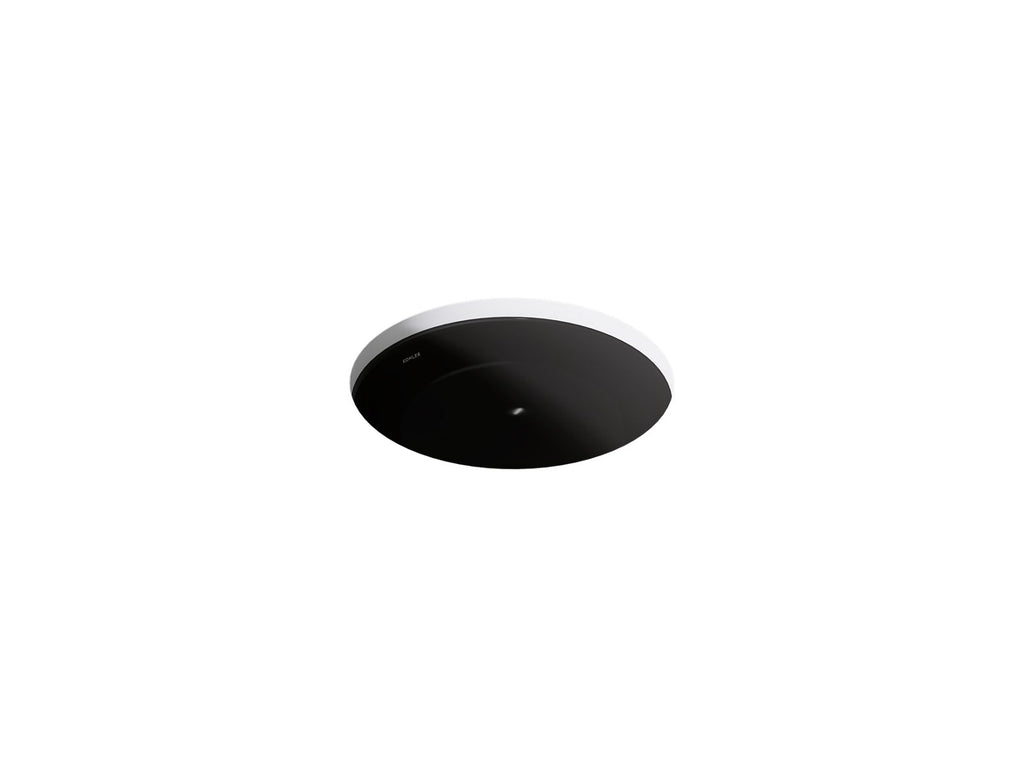 KOHLER K-29000-7 Caxton 16-1/8" Round Undermount Bathroom Sink, No Overflow - Black Black