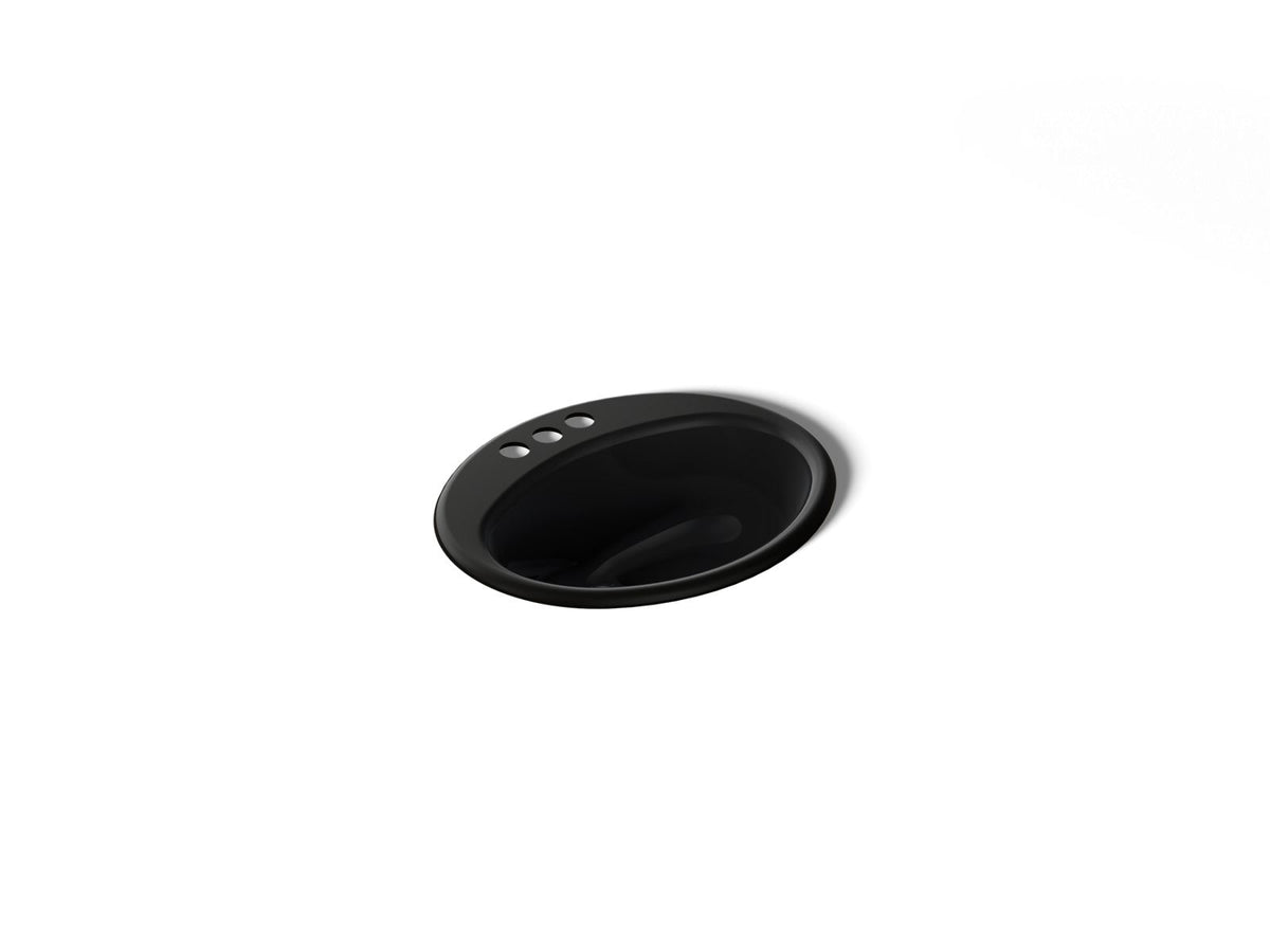 KOHLER K-2905-4-7 Farmington 19-1/4" Oval Drop-In Bathroom Sink - Black Black