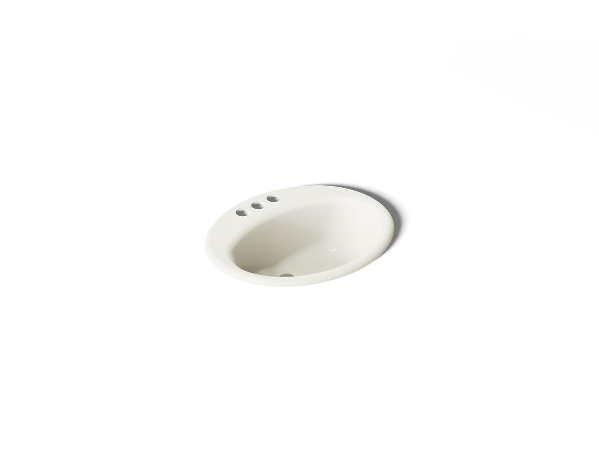 KOHLER K-2905-4-96 Farmington 19-1/4" Oval Drop-In Bathroom Sink - Biscuit