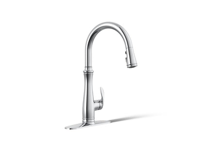 KOHLER K-29108-CP Bellera Touchless pull-down kitchen sink faucet with three-function sprayhead - Polished Chrome