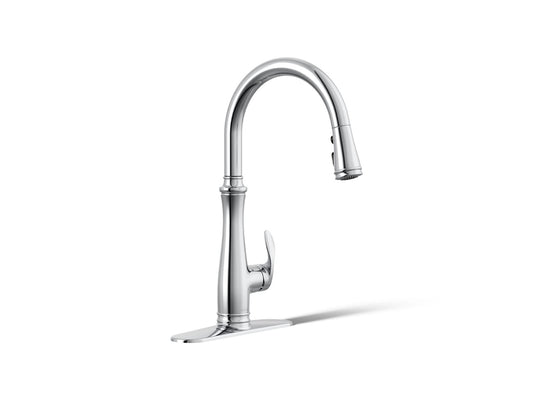 KOHLER K-29108-CP Bellera Touchless pull-down kitchen sink faucet with three-function sprayhead - Polished Chrome