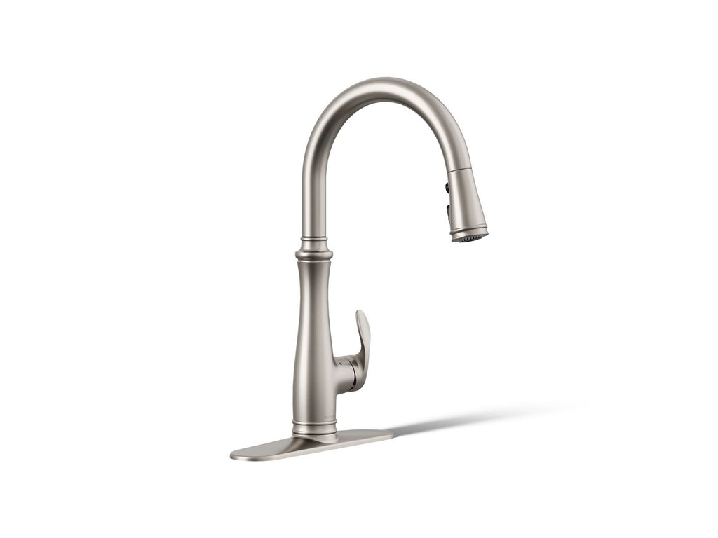KOHLER K-29108-VS Bellera Touchless Pull-Down Kitchen Sink Faucet With Three-Function Sprayhead - Vibrant Stainless