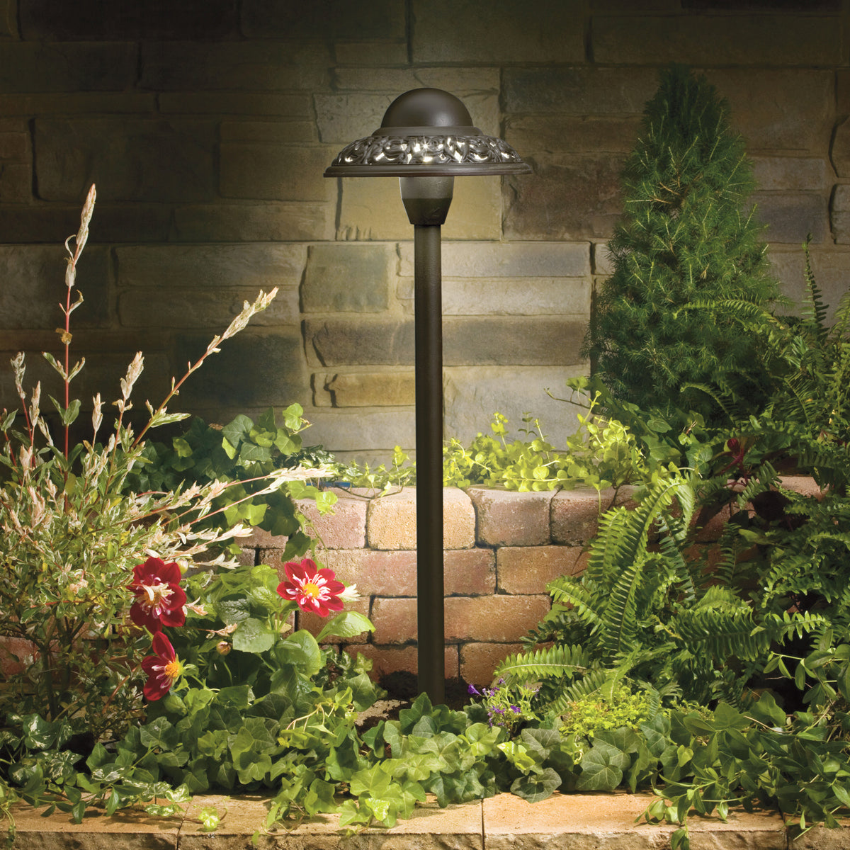 KICHLER 15457AZT 12V Pierced Dome Path Light Textured Architectural Bronze