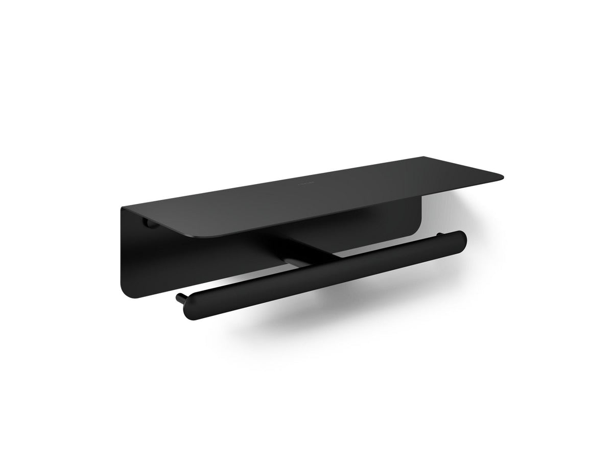 KOHLER K-29224-BL Kumin Covered Double Toilet Paper Holder - Matte Black