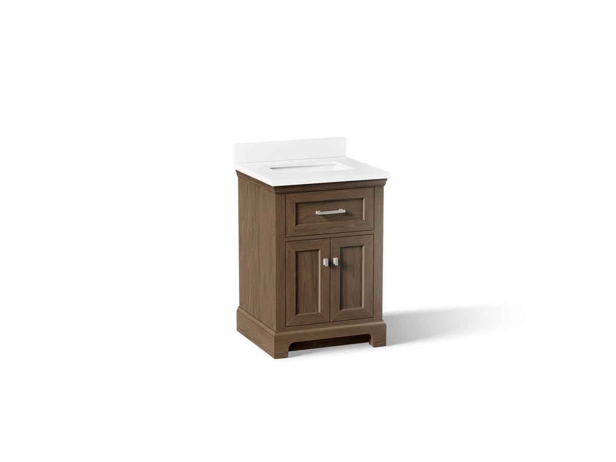 KOHLER K-29259-BD1-DAK Charlemont 24" Bathroom Vanity Cabinet With Sink And Quartz Top - Draper Oak