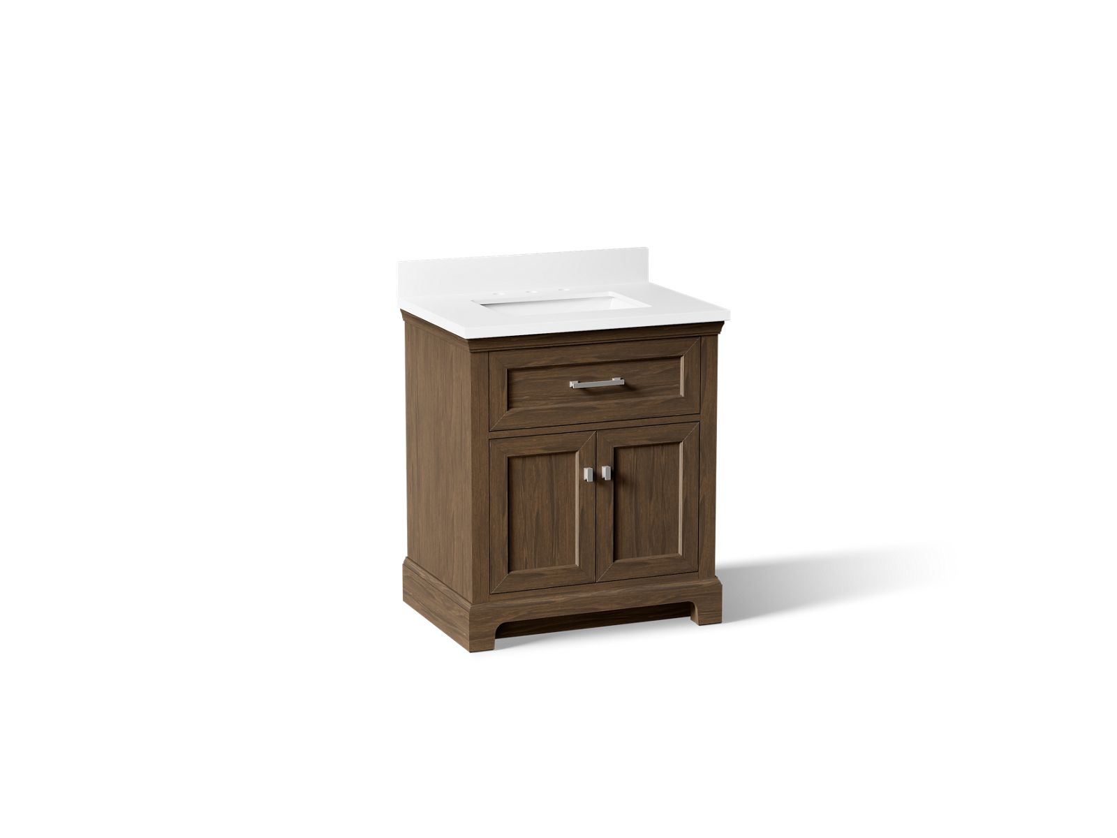 KOHLER K-29260-BD1-DAK 30" bathroom vanity cabinet with sink and quartz top  -  Draper Oak