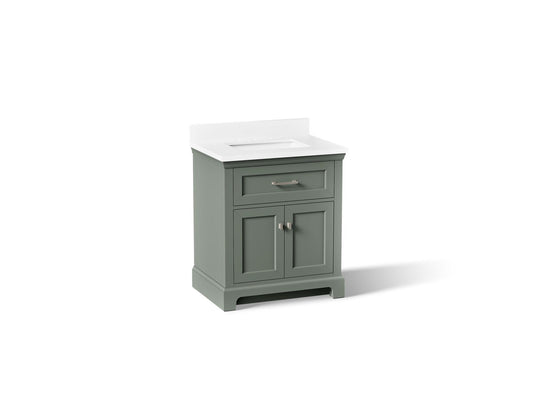 KOHLER Charlemont 30" bathroom vanity cabinet with sink and quartz top in Umbral Green - K-29260-BD1-UMG