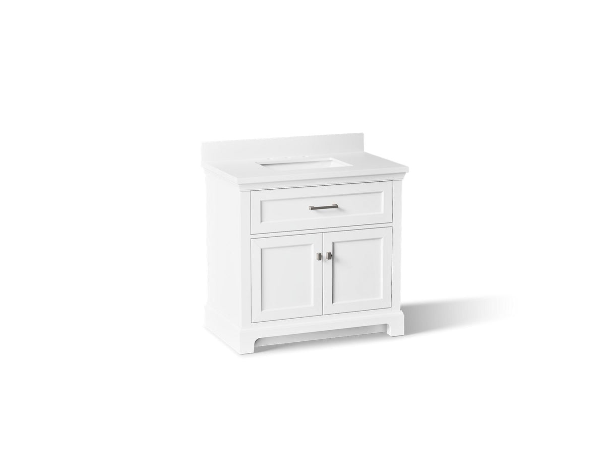 KOHLER K-29261-BD1-0 Charlemont 36" Bathroom Vanity Cabinet With Sink And Quartz Top - White