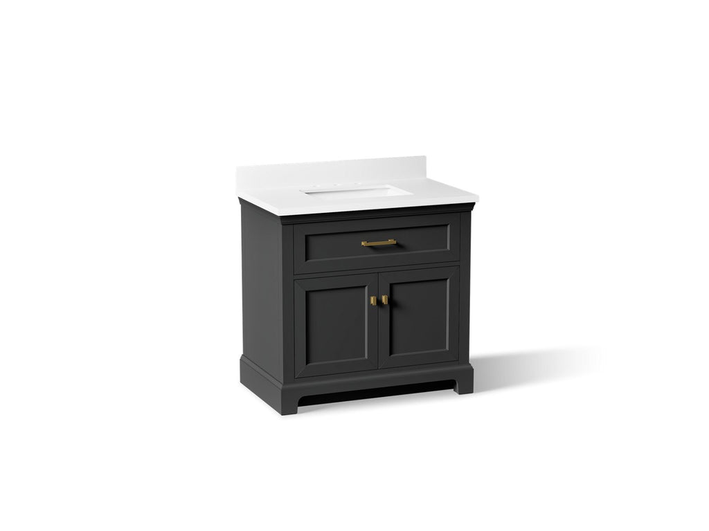 KOHLER K-29261-BD1-DWG Charlemont 36" Bathroom Vanity Cabinet With Sink And Quartz Top - Ferrous Grey