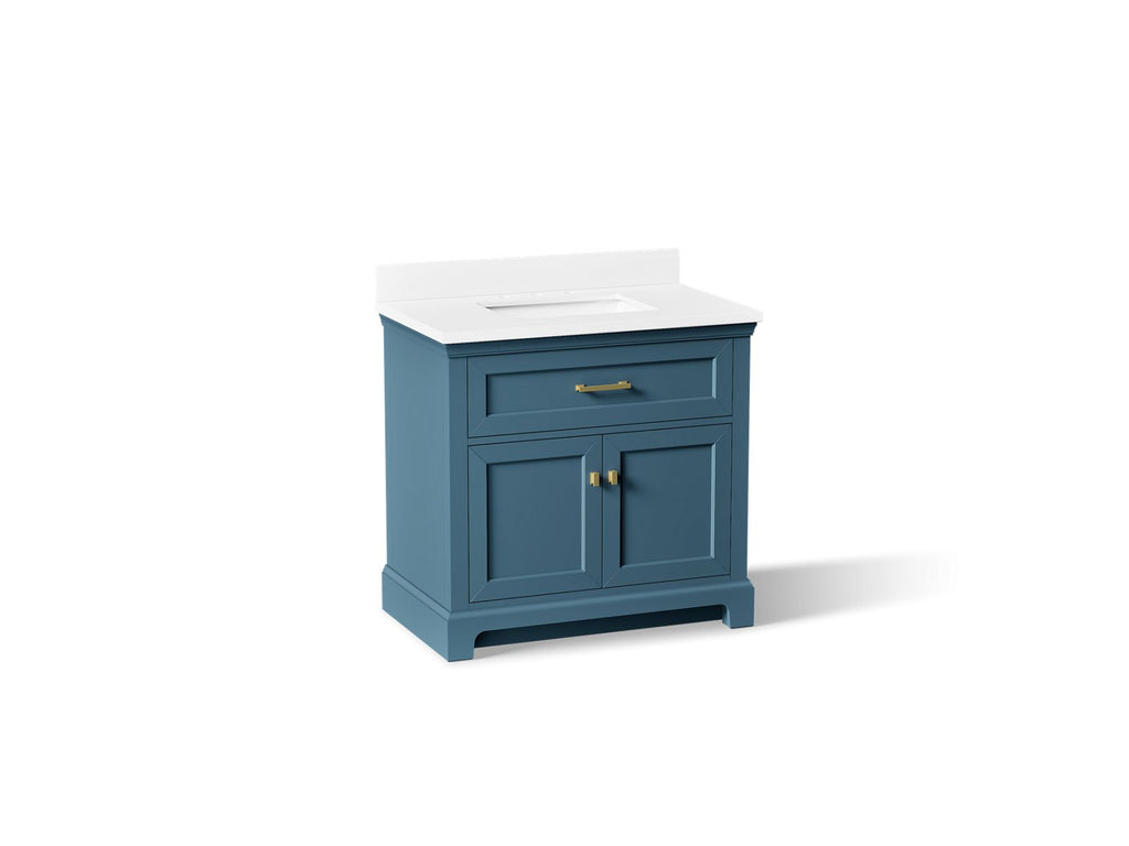 KOHLER K-29261-BD1-TDB Charlemont 36" Bathroom Vanity Cabinet With Sink And Quartz Top - Tidal Blue