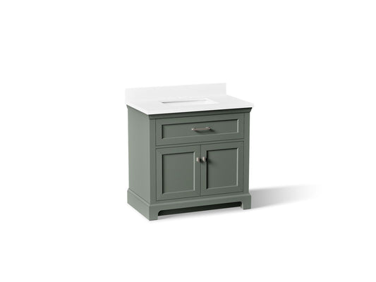 KOHLER Charlemont 36" bathroom vanity cabinet with sink and quartz top in Umbral Green - K-29261-BD1-UMG