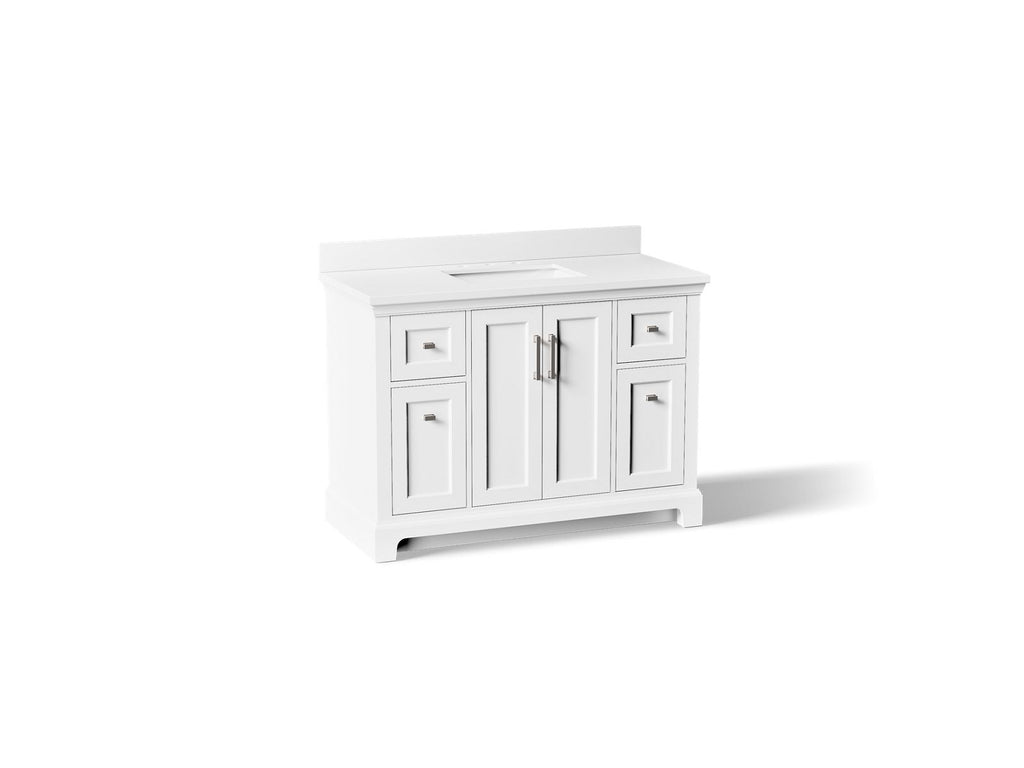KOHLER K-29262-BD1-0 Charlemont 48" Bathroom Vanity Cabinet With Sink And Quartz Top - White