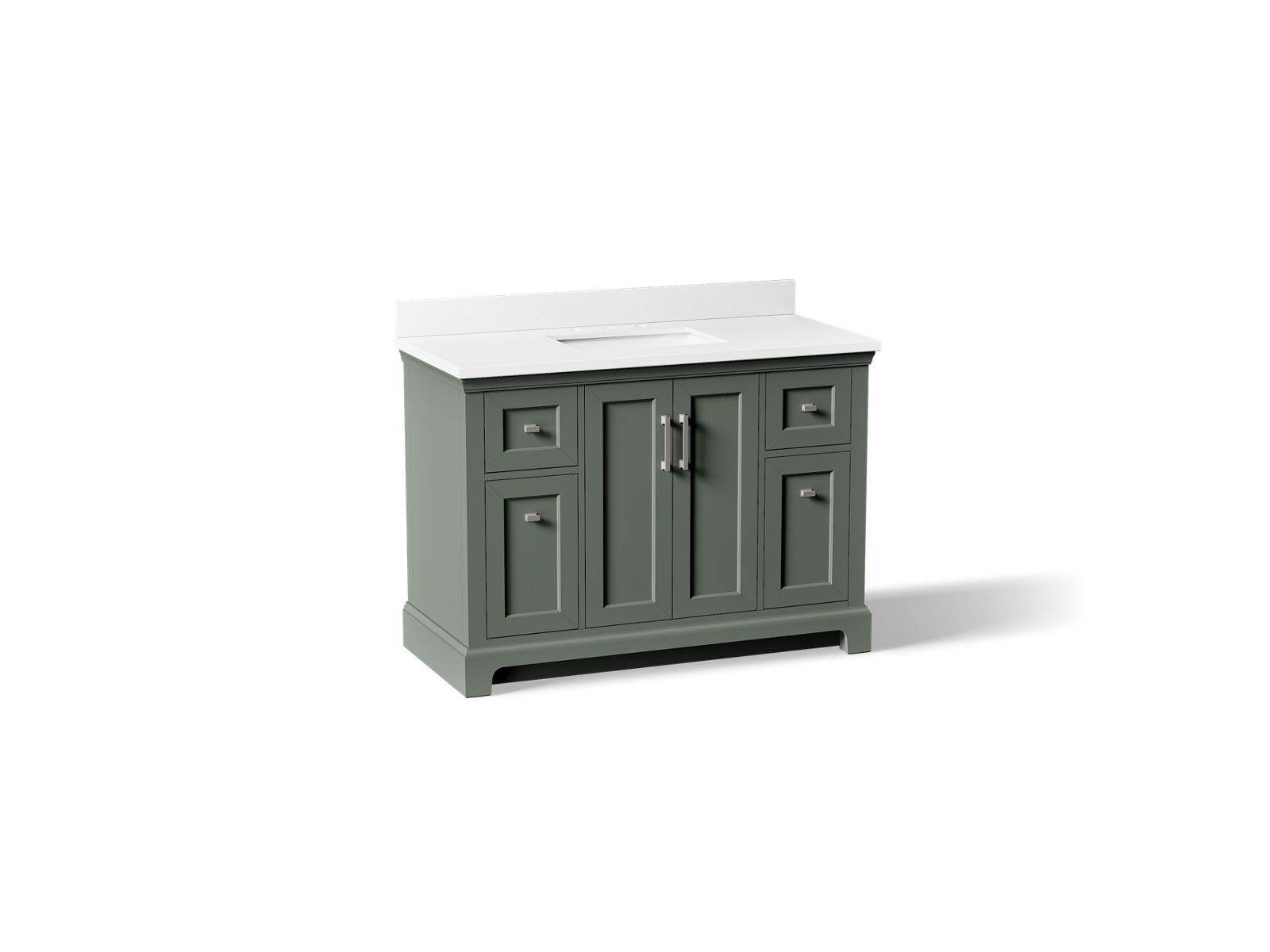 KOHLER Charlemont 48" bathroom vanity cabinet with sink and quartz top in Umbral Green - K-29262-BD1-UMG