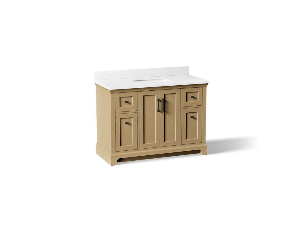 KOHLER K-29262-BD1-WEK Charlemont 48" Bathroom Vanity Cabinet With Sink And Quartz Top - Light Oak