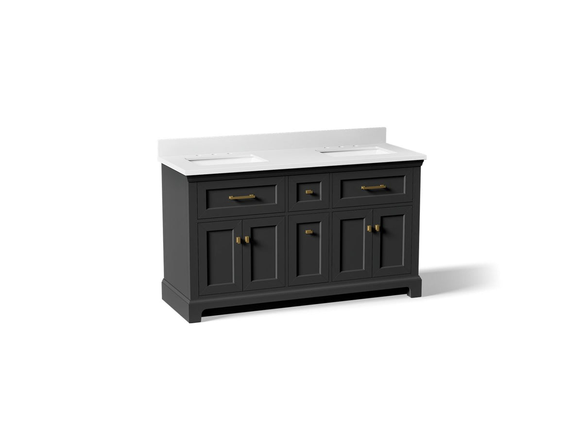 KOHLER K-29263-BD1-DWG Charlemont 60" Bathroom Vanity Cabinet With Sinks And Quartz Top - Ferrous Grey
