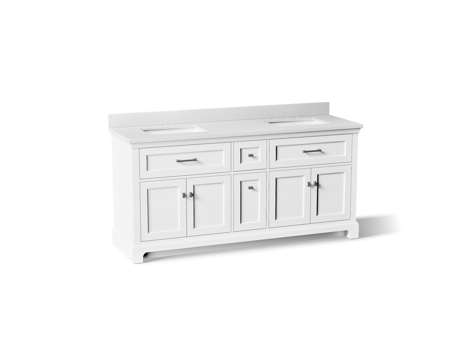 KOHLER K-29264-BD1-0 Charlemont 72" Bathroom Vanity Cabinet With Sinks And Quartz Top - White