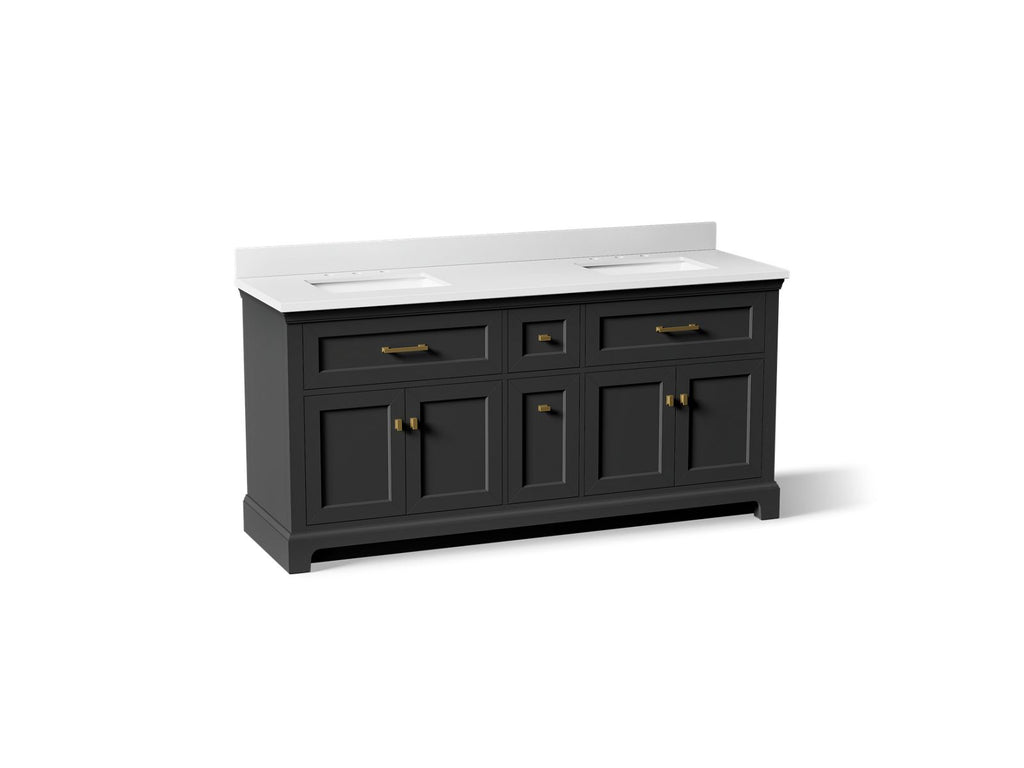 KOHLER K-29264-BD1-DWG Charlemont 72" Bathroom Vanity Cabinet With Sinks And Quartz Top - Ferrous Grey