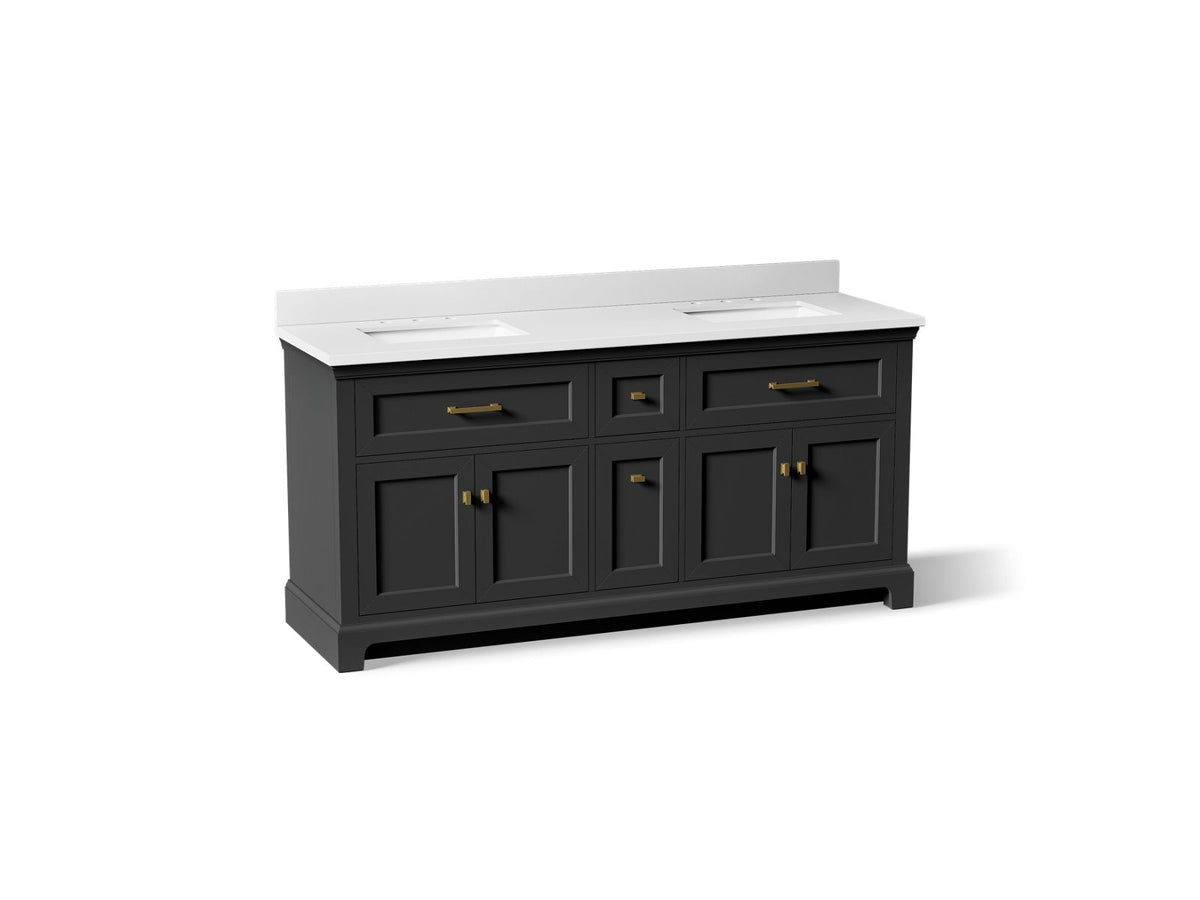 KOHLER K-29264-BD1-DWG Charlemont 72" Bathroom Vanity Cabinet With Sinks And Quartz Top - Ferrous Grey