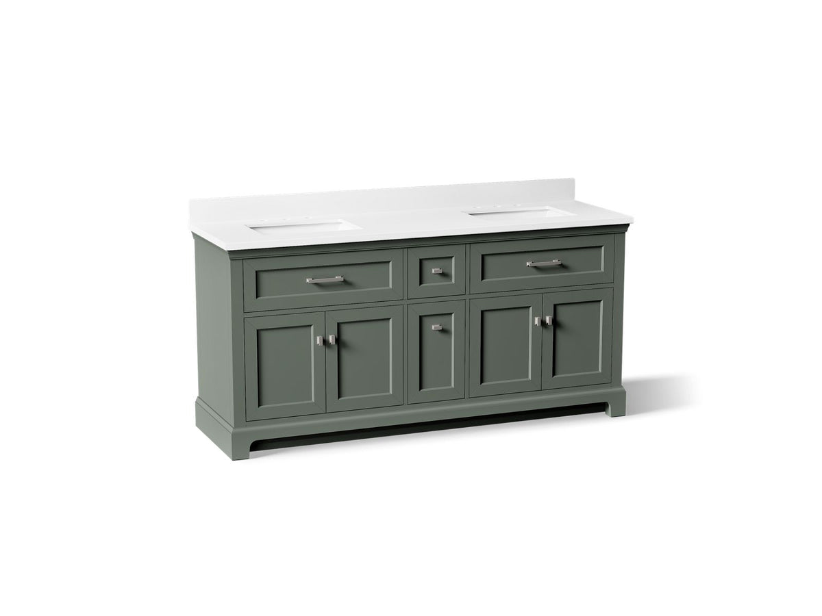 KOHLER K-29264-BD1-UMG Charlemont 72" Bathroom Vanity Cabinet With Sinks And Quartz Top - Umbral Green