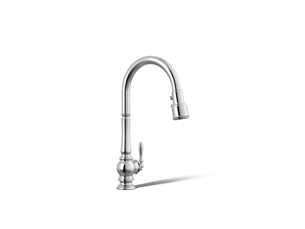 KOHLER K-29709-CP Artifacts Touchless Pull-Down Kitchen Sink Faucet With Three-Function Sprayhead - Polished Chrome