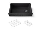 KOHLER K-29825-CM1 Cairn 34" Undermount Single-Bowl Farmhouse Kitchen Sink With Faceted Design - Matte Black