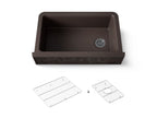 KOHLER K-29825-CM2 Cairn 34" Undermount Single-Bowl Farmhouse Kitchen Sink With Faceted Design - Matte Brown