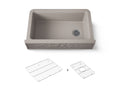 KOHLER K-29825-CM3 Cairn 34" Undermount Single-Bowl Farmhouse Kitchen Sink With Faceted Design - Matte Taupe