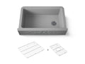 KOHLER K-29825-CM4 Cairn 34" Undermount Single-Bowl Farmhouse Kitchen Sink With Faceted Design - Matte Grey