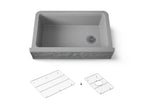 KOHLER K-29825-CM4 Cairn 34" Undermount Single-Bowl Farmhouse Kitchen Sink With Faceted Design - Matte Grey