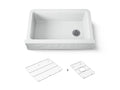 KOHLER K-29825-CM6 Cairn 34" Undermount Single-Bowl Farmhouse Kitchen Sink With Faceted Design - Matte White