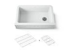 KOHLER K-29825-CM6 Cairn 34" Undermount Single-Bowl Farmhouse Kitchen Sink With Faceted Design - Matte White