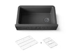 KOHLER K-29825-CM7 Cairn 34" Undermount Single-Bowl Farmhouse Kitchen Sink With Faceted Design - Matte Graphite