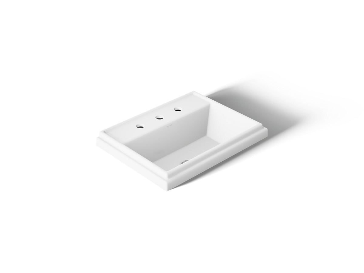 KOHLER K-2991-8-0 Tresham 21-3/4" Rectangular Drop-In Bathroom Sink - White