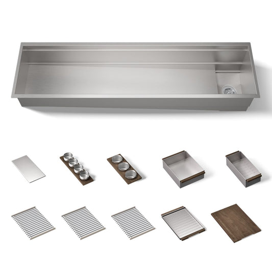 KOHLER 37905-WAL-NA Synthos 69-3/4" undermount single-bowl workstation kitchen sink  -  Stainless Steel