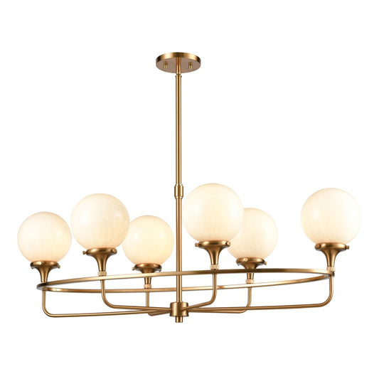 ELK SHOWROOM 30147/6 Beverly Hills 38'' Wide 6-Light Linear Chandelier - Satin Brass