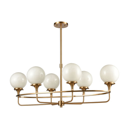 ELK SHOWROOM 30147/6 Beverly Hills 38'' Wide 6-Light Linear Chandelier - Satin Brass